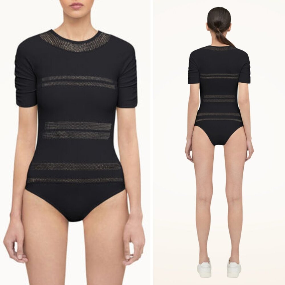 NWT Wolford Net Lines Bodysuit XS Black
